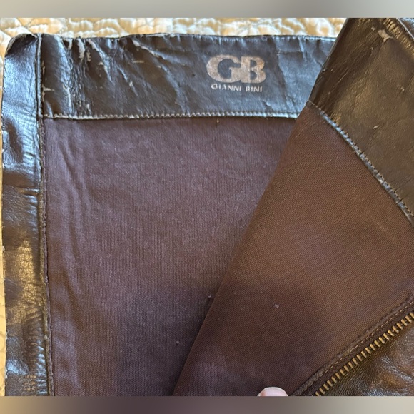 Vintage Gianni Bini Brown Leather 4 Inch Heel Boot w Front Zipper & Square Toe - Picture 10 of 11